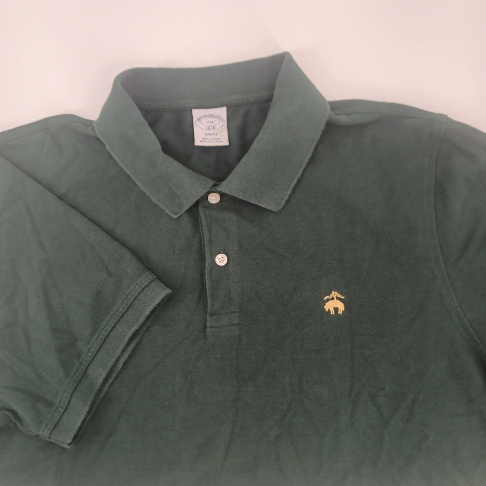 Brooks Brothers 1818 Slim Fit Polo Shirt Mens XXL Dark IGreen Cotton Pique‎